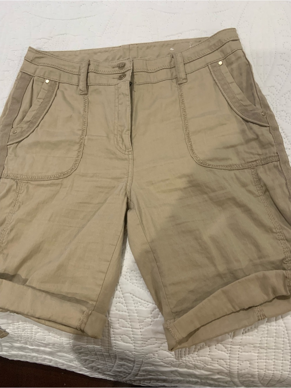 Chico's Casual Roll-Cuff Bermuda Shorts - Khaki